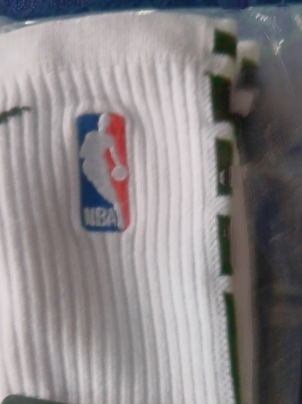 NBA Elite NBA Basketball White Crew Socks with NBA Blue and Red Logo